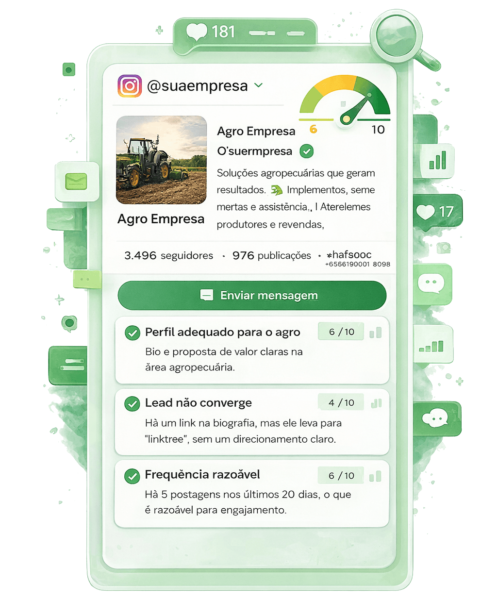 Diagnóstico de Instagram para empresas do agro
